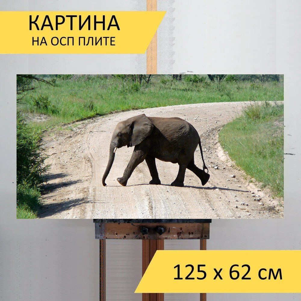 LotsPrints Картина "Слон, способ, африке 37", 125  х 62 см #1