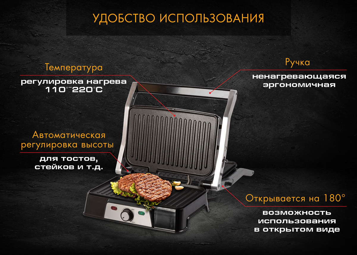 Электрический пресс-гриль GRILLMASTER 220