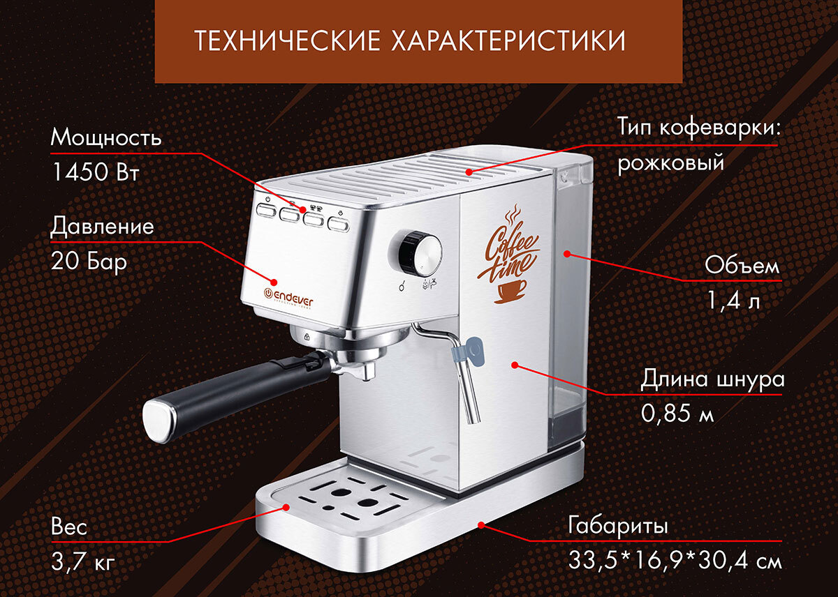 кофеварке рожковая ENDEVER Costa-1075 