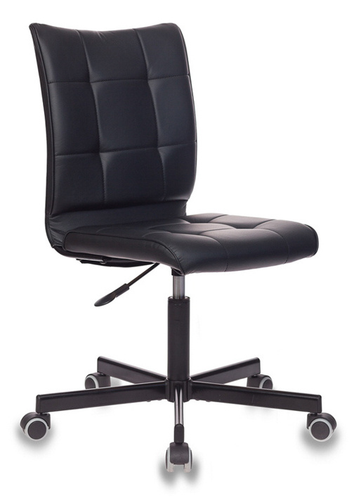 Кресло компьютерное офисное Бюрократ CH-330M чёрное из эко кожи с хромированной крестовиной из металла