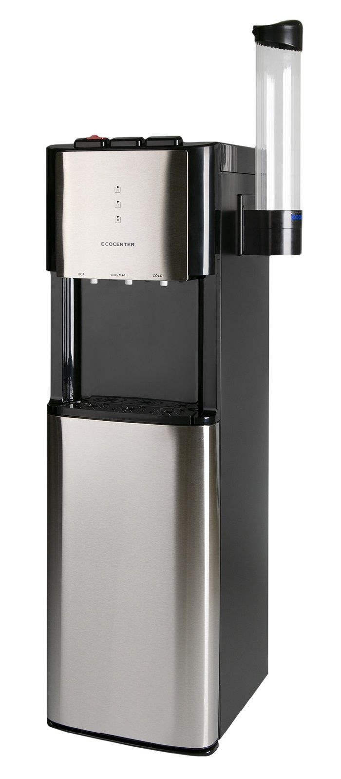 Полнофункциональный (с нагревом и охлаждением) кулер (диспенсер) для розлива питьевой воды Ecocenter A-X605 с нижней загрузкой бутыли, серебристого цвета !