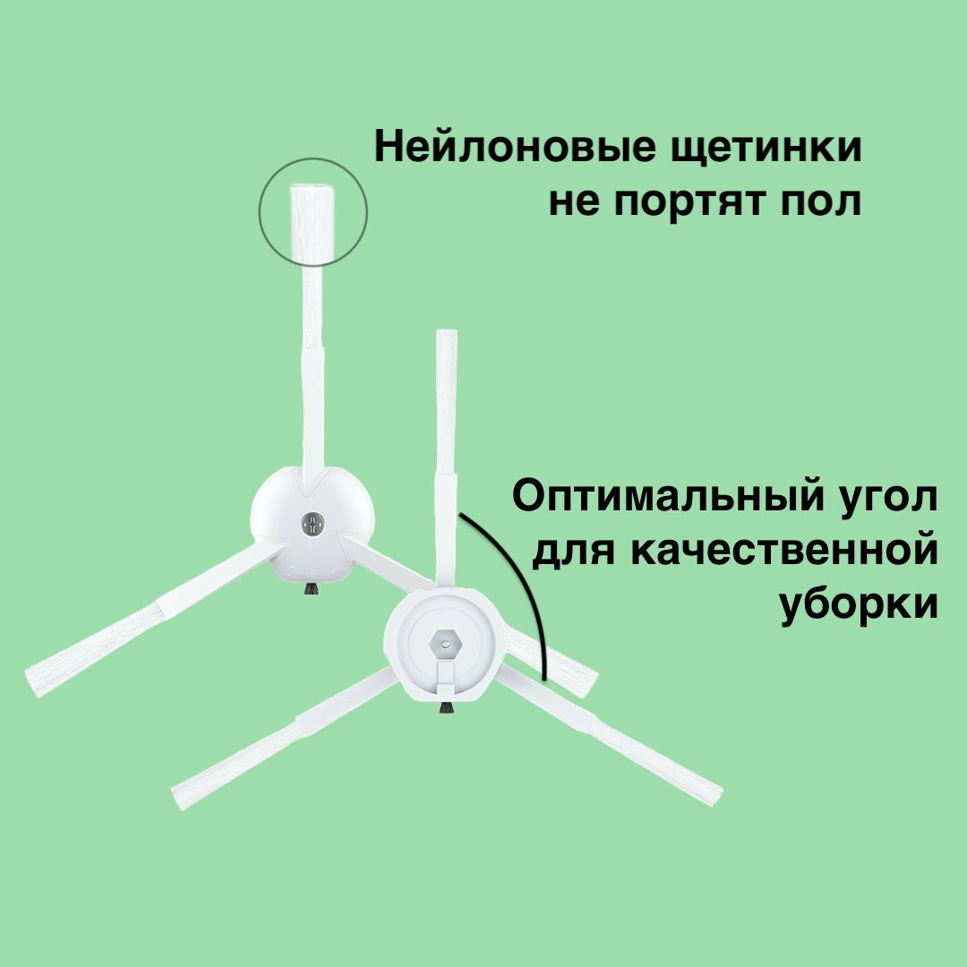 Преимущества использования белых боковых щеток как сменных расходников для вашего робот пылесоса: 1. Улучшенная чистота: Благодаря широкому охвату и эффективной работе, эти щетки помогут вашему робот пылесосу собирать больше пыли и грязи, оставляя ваш дом безупречно чистым.