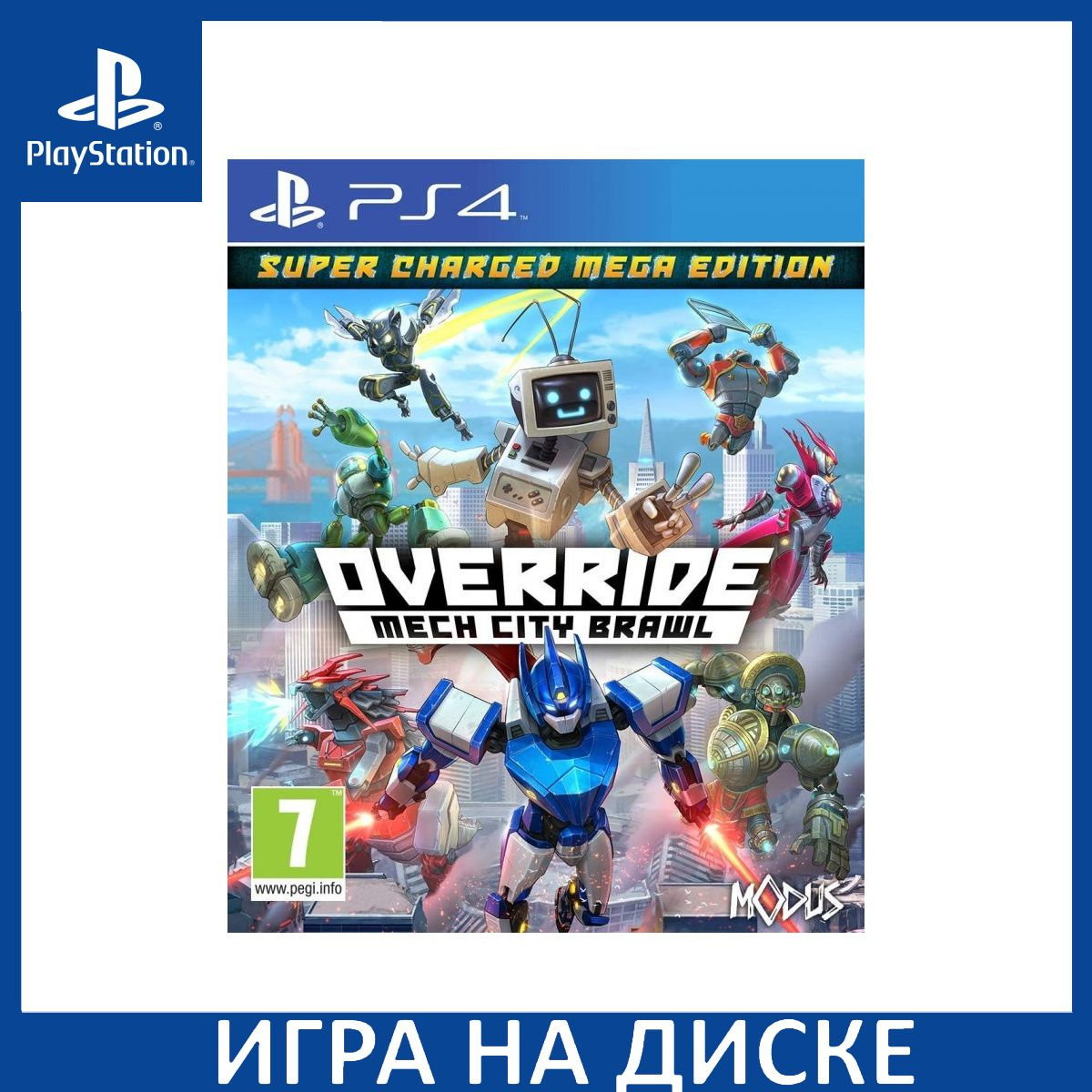 Диск с Игрой Override: Mech City Brawl Super Charged Mega Edition (PS4). Новый лицензионный запечатанный диск.