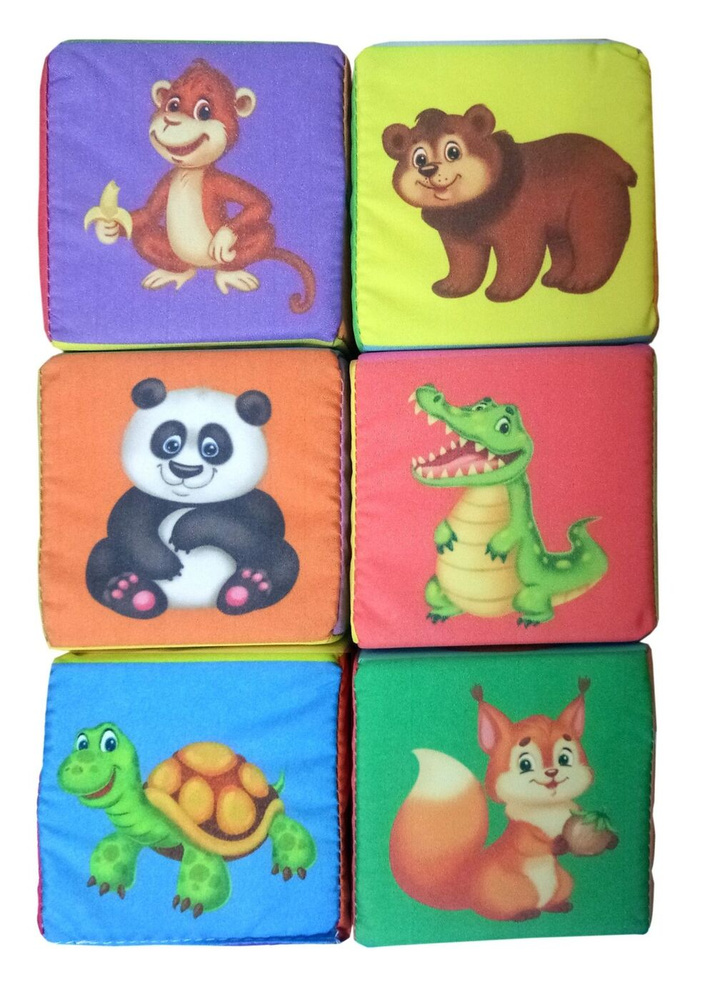 Кубики "Веселые Животные"Любимые животные: 6 кубиков (7х7х7 см)  #1