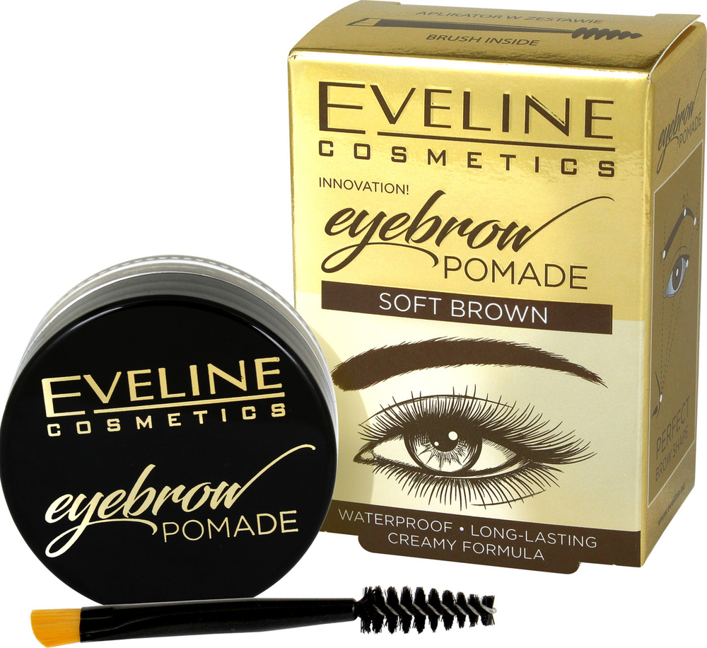 Eveline Cosmetics Eyebrow Pomade Помада для бровей Soft brown Мягкий коричневый тон  #1