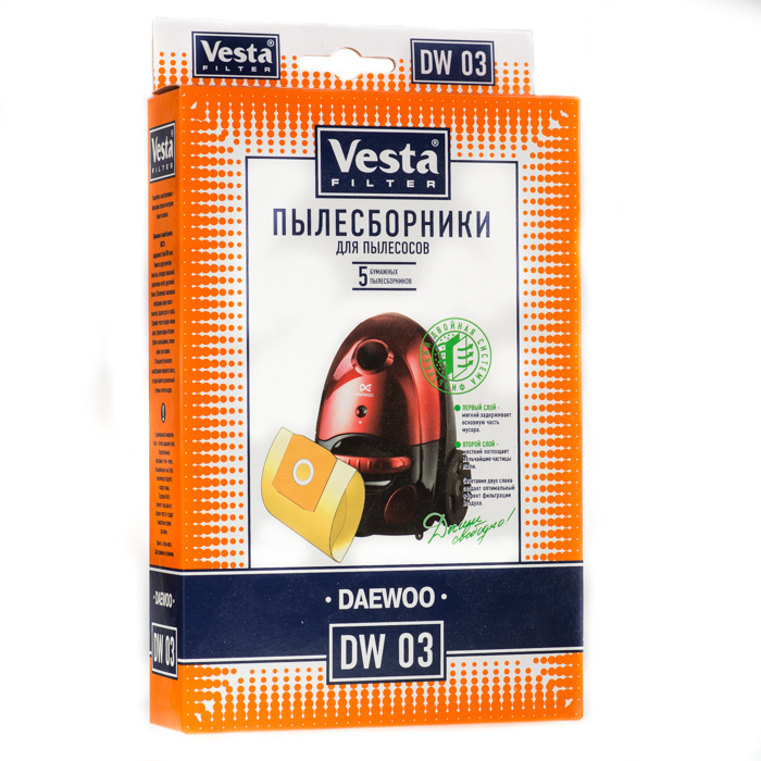 Мешки-пылесборники Vesta filter DW 03 для пылесосов Daewoo, 5 шт. #1