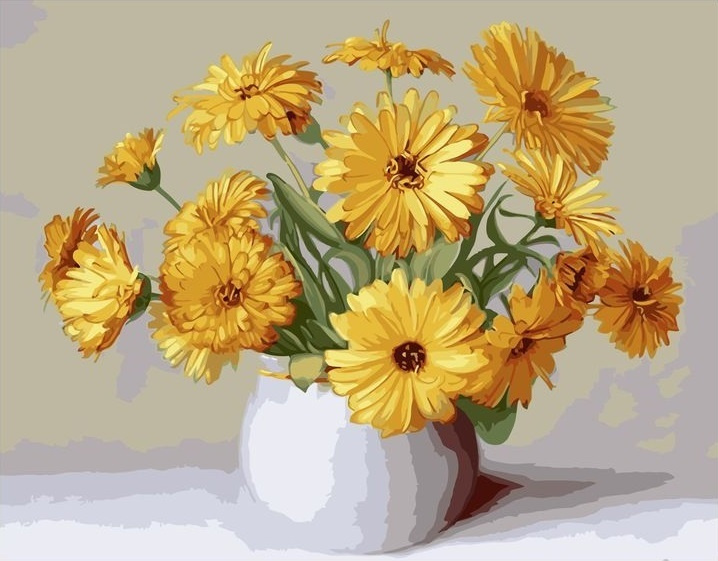 Картина по номерам на холсте 40х50 40 x 50 на подрамнике "Букет из цветов календулы" DVEKARTINKI  #1