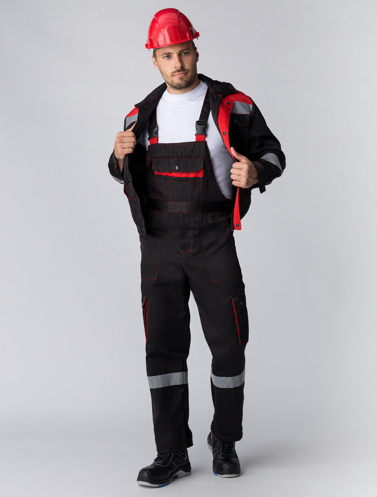 Костюм рабочий Титан СОП с капюшоном, черный/красный, 52-54; 170-176  #1