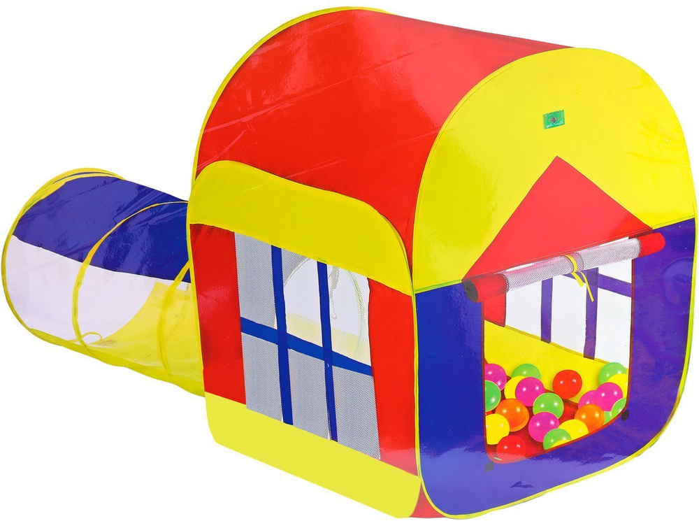 Палатка для игр Наша Игрушка Домик, с туннелем, 200363777, красный, синий, желтый, 1880 х 880 х 1100 #1