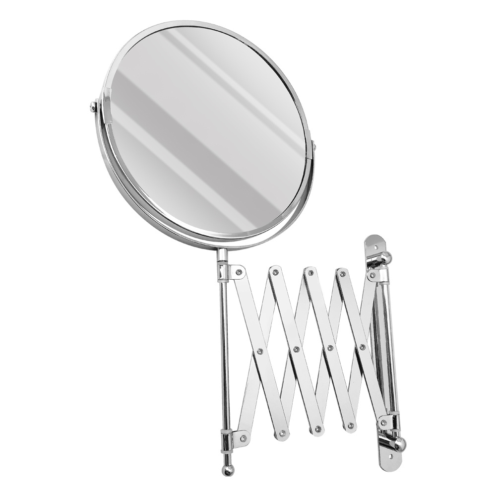 САНАКС - Зеркало косметическое настенное, раздвижное, нержавейка хромированная Диаметр 20см  #1