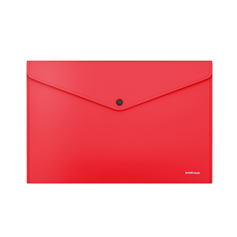 Папка-конверт на кнопке пластиковая ErichKrause Fizzy Classic, непрозрачная, A4, красный (в пакете по #1