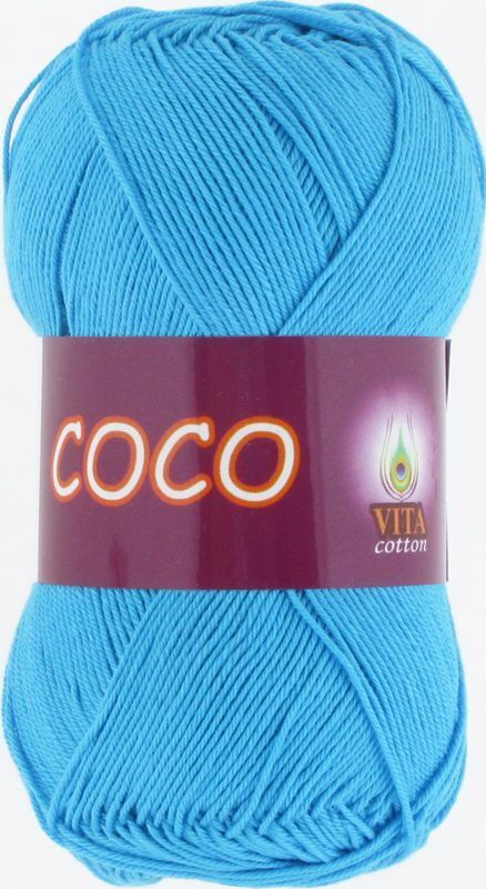 Пряжа хлопковая Vita Cotton Coco (Вита Коко) - 5 мотков, 3878 голубая бирюза, 100% мерсеризованный хлопок #1