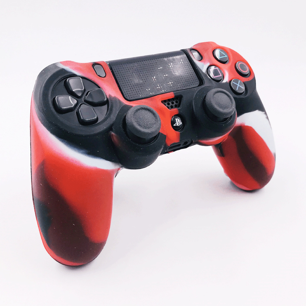 Чехол на геймпад PS4: Красно-черный (Red-Black)/полное силиконовое покрытие  #1
