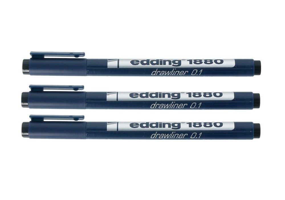 Edding Ручка Капиллярная, толщина линии: 0.1 мм, цвет: Черный, 3 шт.  #1