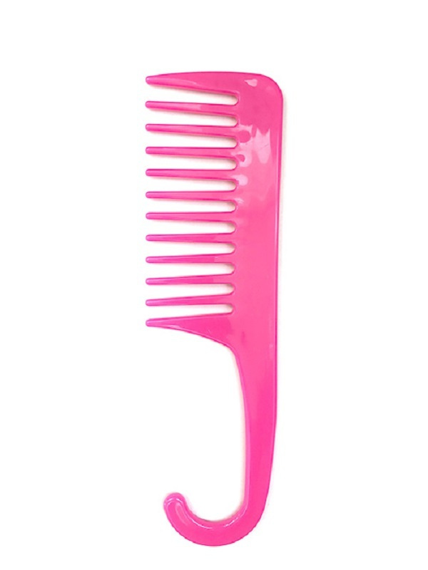 Расчёска большая, с крючком (для ванной), цвет - розовый #1