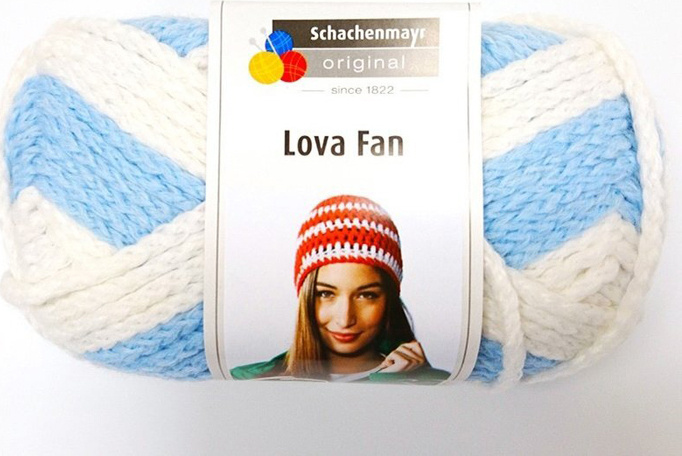 Пряжа для вязания Schachenmayr Originals Lova Fan, голубой, белый (00093), 80 м, 80 г  #1