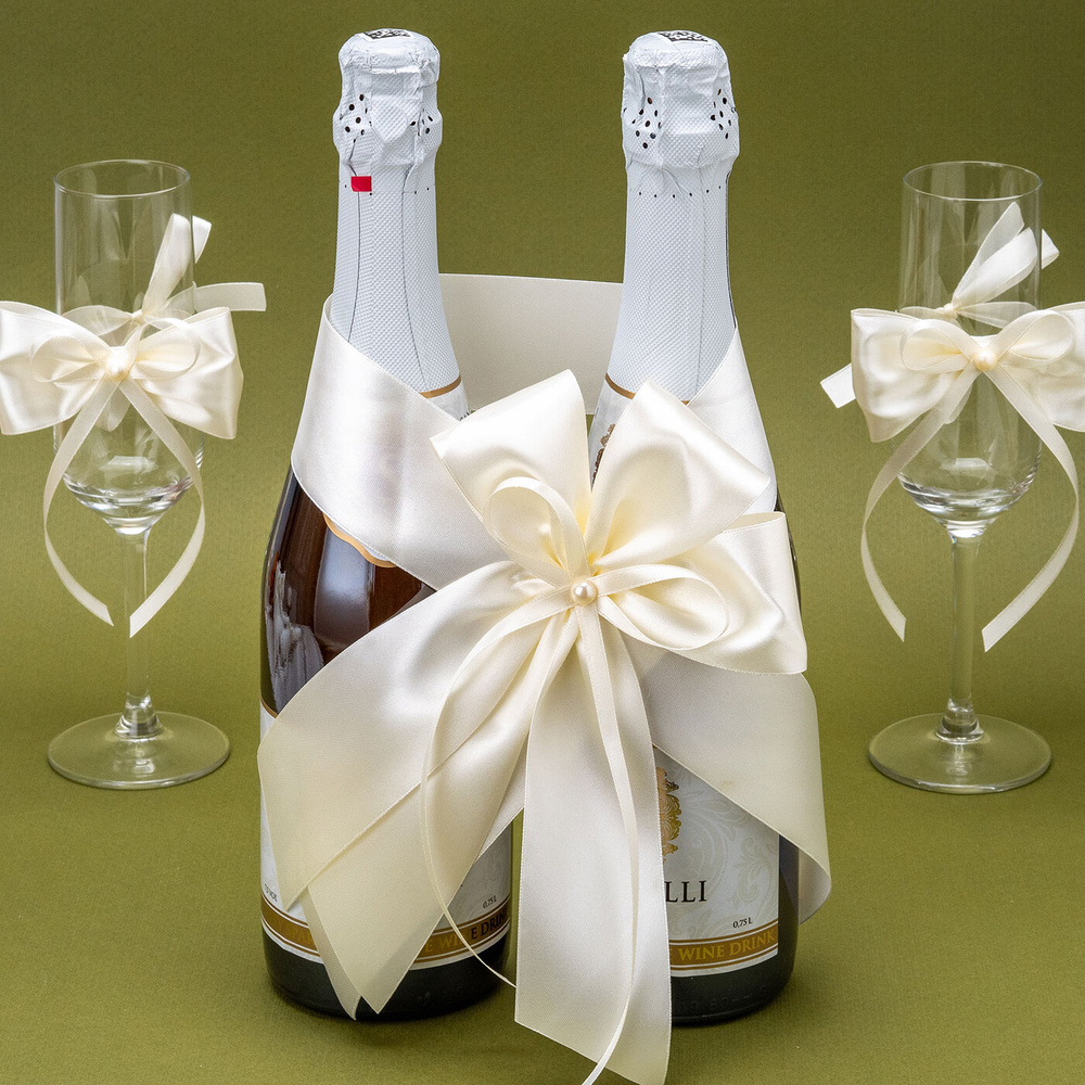 Свадебное украшение на бутылки шампанского молодоженов свадебный чехол подарок жениху и невесте