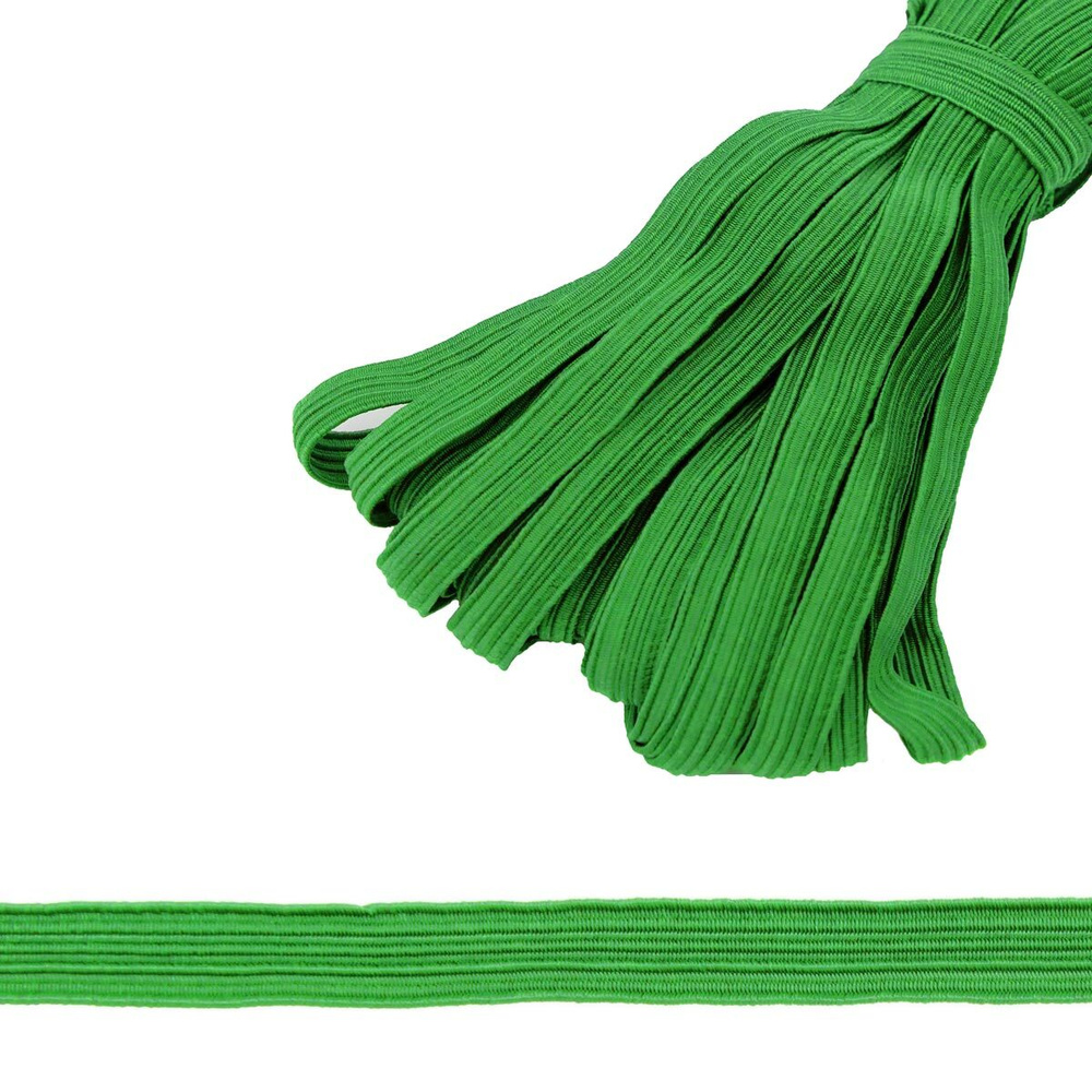 Резинка бельевая для шитья, 5.5 г/м, эластичность 210% , 10 мм*10 м, зеленая, Красная лента  #1