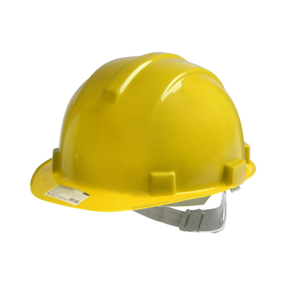 Каска защитная Тундра, для строительно-монтажных работ, с пластиковым оголовьем, желтая  #1