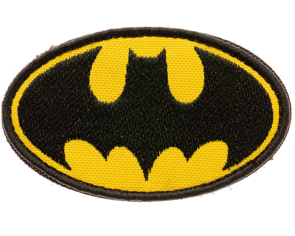 Нашивка на одежду, патч, шеврон на липучке "Знак Бэтмена" 8,5х5,2 см  #1