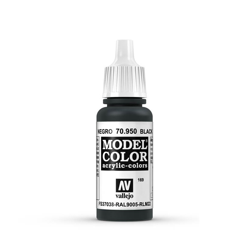 Краска Vallejo серии Model Color - Black (17 мл) #1
