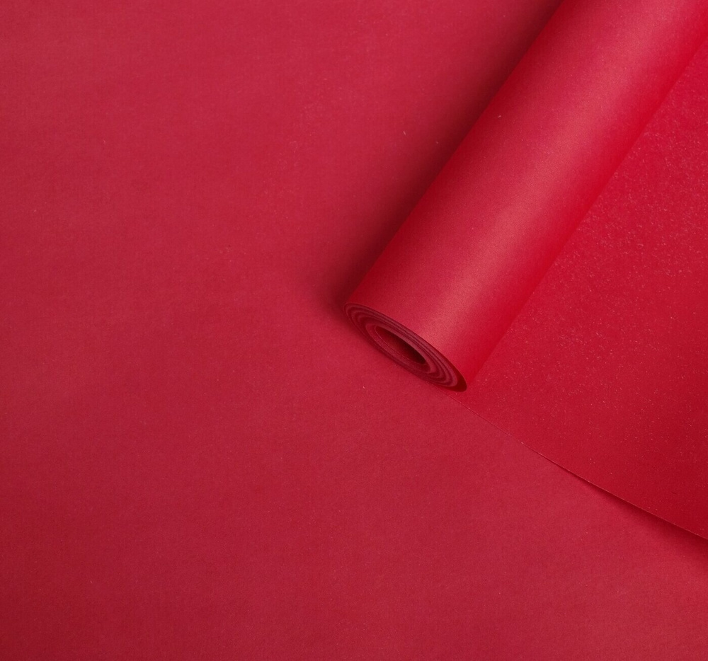 Крафт-бумага экошик с двухсторонней печатью, размер 0,5*2м, плотностью 70 г/м2, цвет малиновый  #1