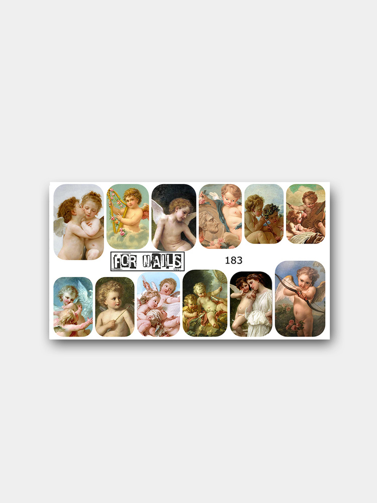 Слайдер (водные наклейки) для дизайна ногтей 183 Картина Ангелы  #1
