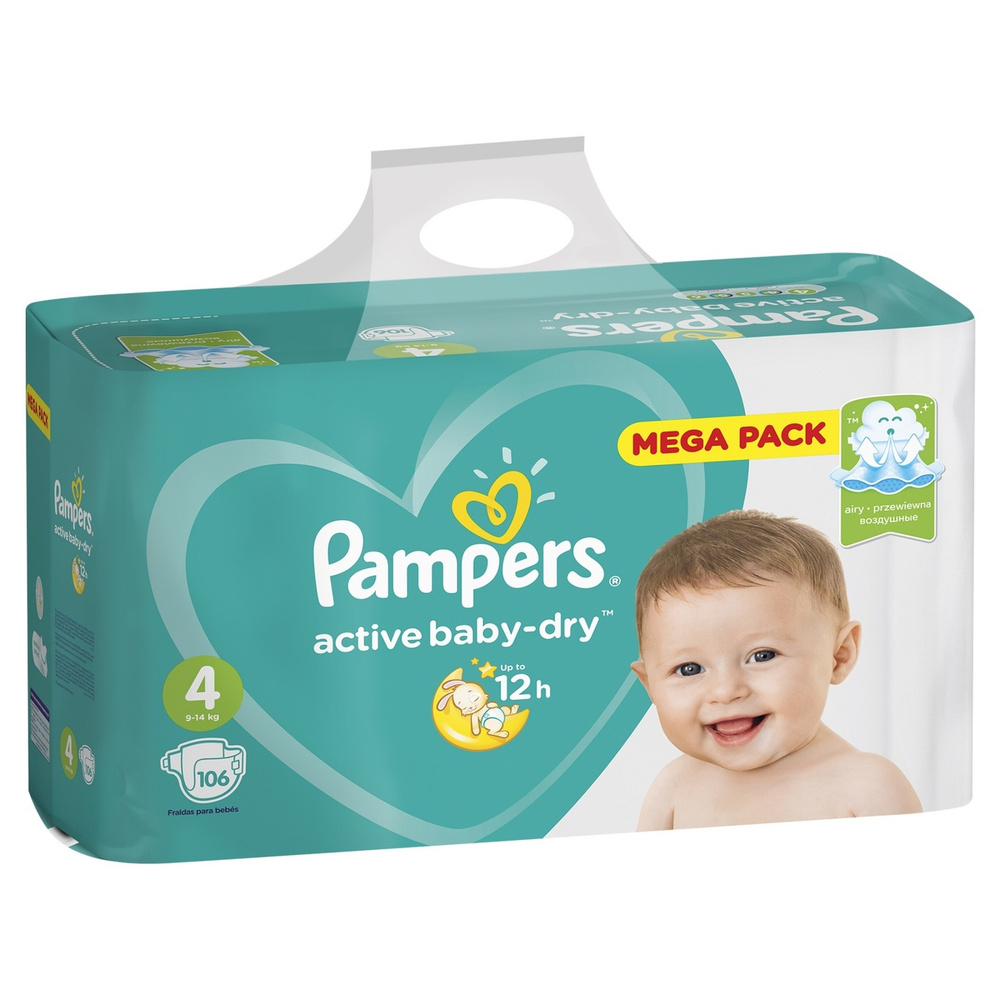 Подгузники Pampers Active baby-dry 4, 9-14кг 106шт #1
