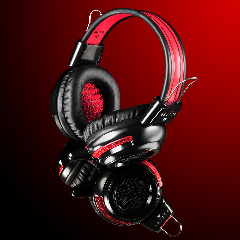 Наушники с микрофоном Oklick HS-G300 ARMAGEDDON черный/красный 2.5м мониторы оголовье (AH-V1)  #1