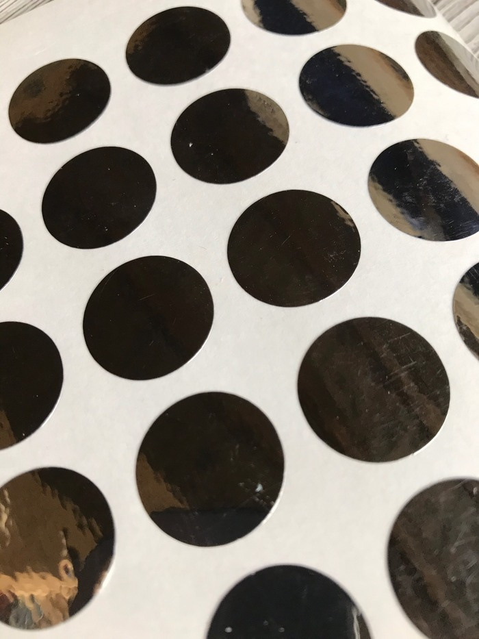 Наклейка круглая серебро металлизированное, диаметр 30 мм, "Фурнитура и Упаковка", 10 шт  #1