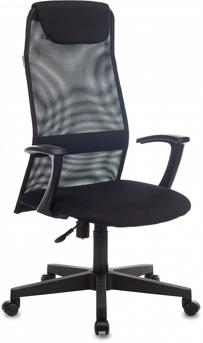 Кресло руководителя Бюрократ KB-8 TW-01/TW-11 Black (сетка, с подголовником, крестовина пластик, KB-8/BLACK, #1