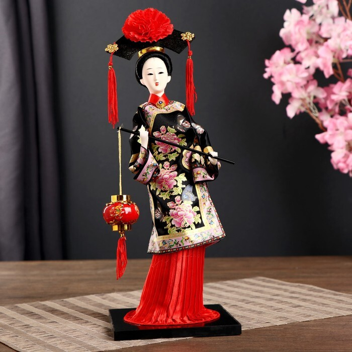 Кукла коллекционная "Китаянка в национ. платье с китайским фонариком" 32х12,5х12,5 см  #1