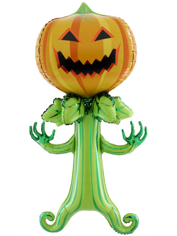Воздушный шар фольгированный Grabo фигурный, на Хэллоуин, Страшная Тыква, 143 см  #1
