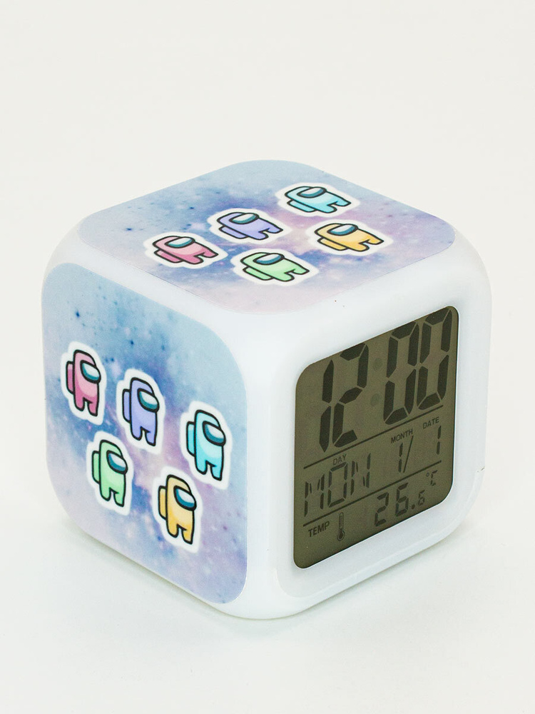 Детский настольный электронный будильник с подсветкой/ детские электронные настольные часы ночник Амонг #1