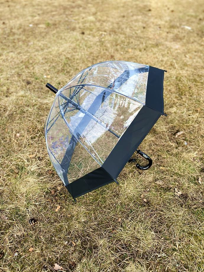 Зонт-трость прозрачный / Детский зонтик от дождя Galaxy C-528 полуавтомат (черный)  #1
