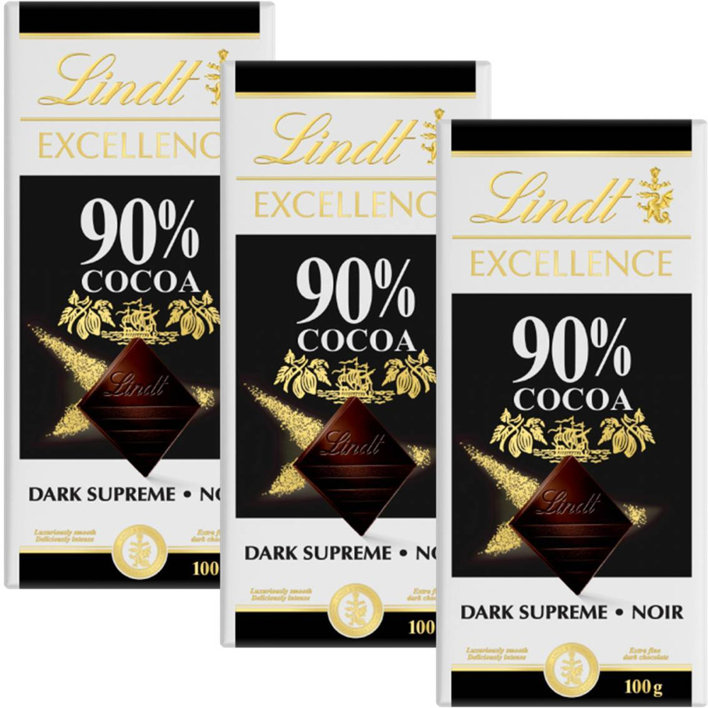 Шоколад LINDT EXCELLENCE Горький 90% Какао 100г 3штуки #1