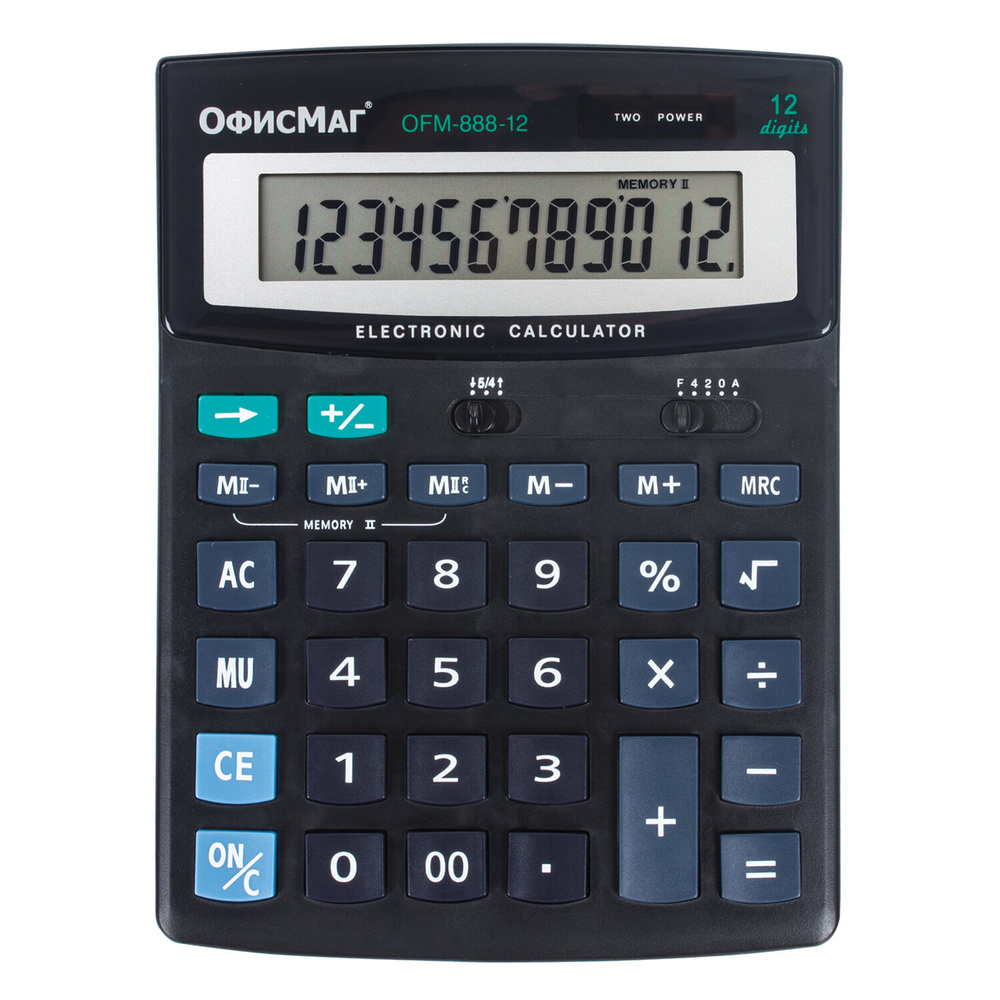 Калькулятор настольный ОФИСМАГ OFM-888-12 (200х150 мм), 12 разрядов, двойное питание, 250224  #1