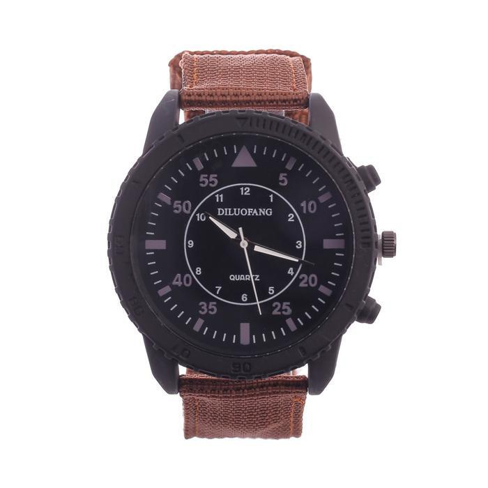 Часы наручные мужские "Солдат", коричневые, d 4.5 см, ремешок текстиль 22 мм  #1