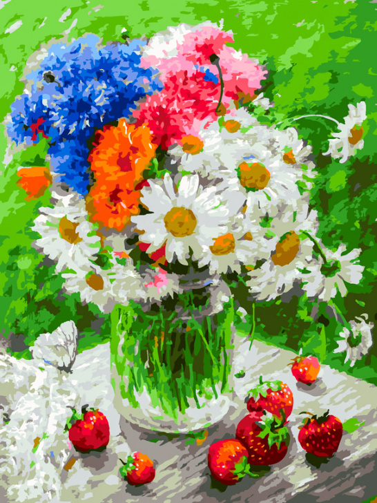 Картина по номерам Белоснежка "Дачные цветочки" (холст на подрамнике, 40х30 см)  #1