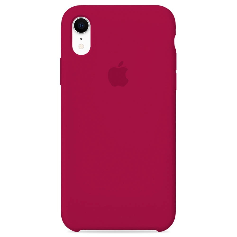 Силиконовый чехол для смартфона Silicone Case на iPhone Xr / Айфон Xr с логотипом, вишневый  #1