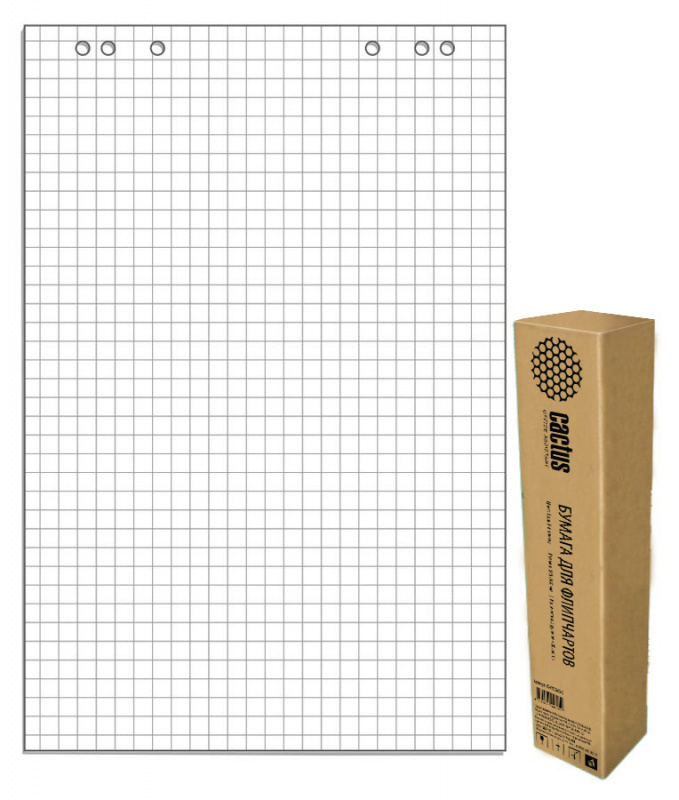 Блок бумаги Cactus CS-PFC20S-5 для флипчартов 67.5х98см клетка 20л (упак.:5шт)  #1