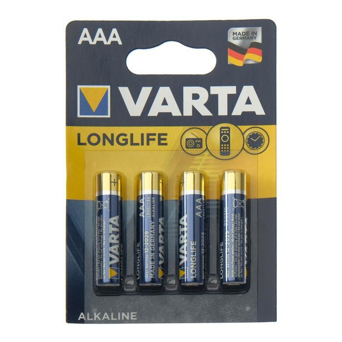 Батарейка алкалиновая Varta LongLife, AAA, LR03-4BL, 1.5В, блистер, 4 шт.  #1