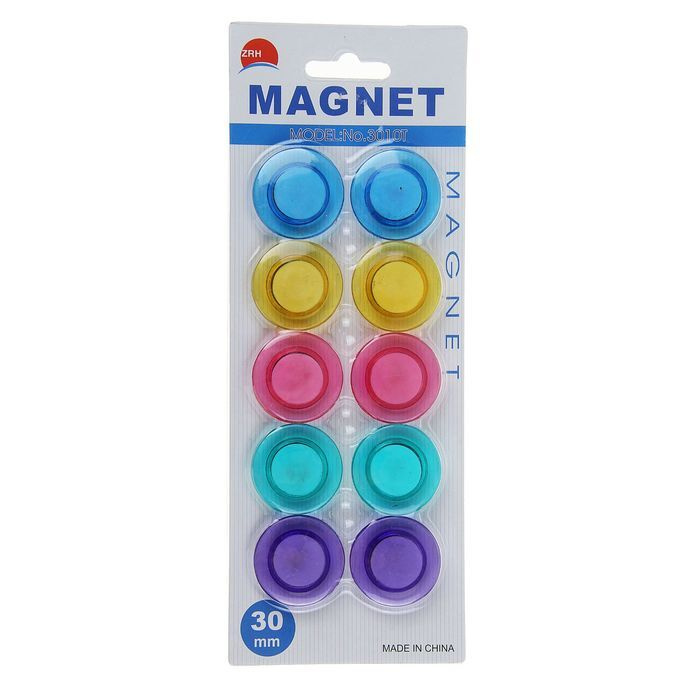 Набор магнитов для доски, 10 шт., d-3 см, прозрачные, на блистере  #1