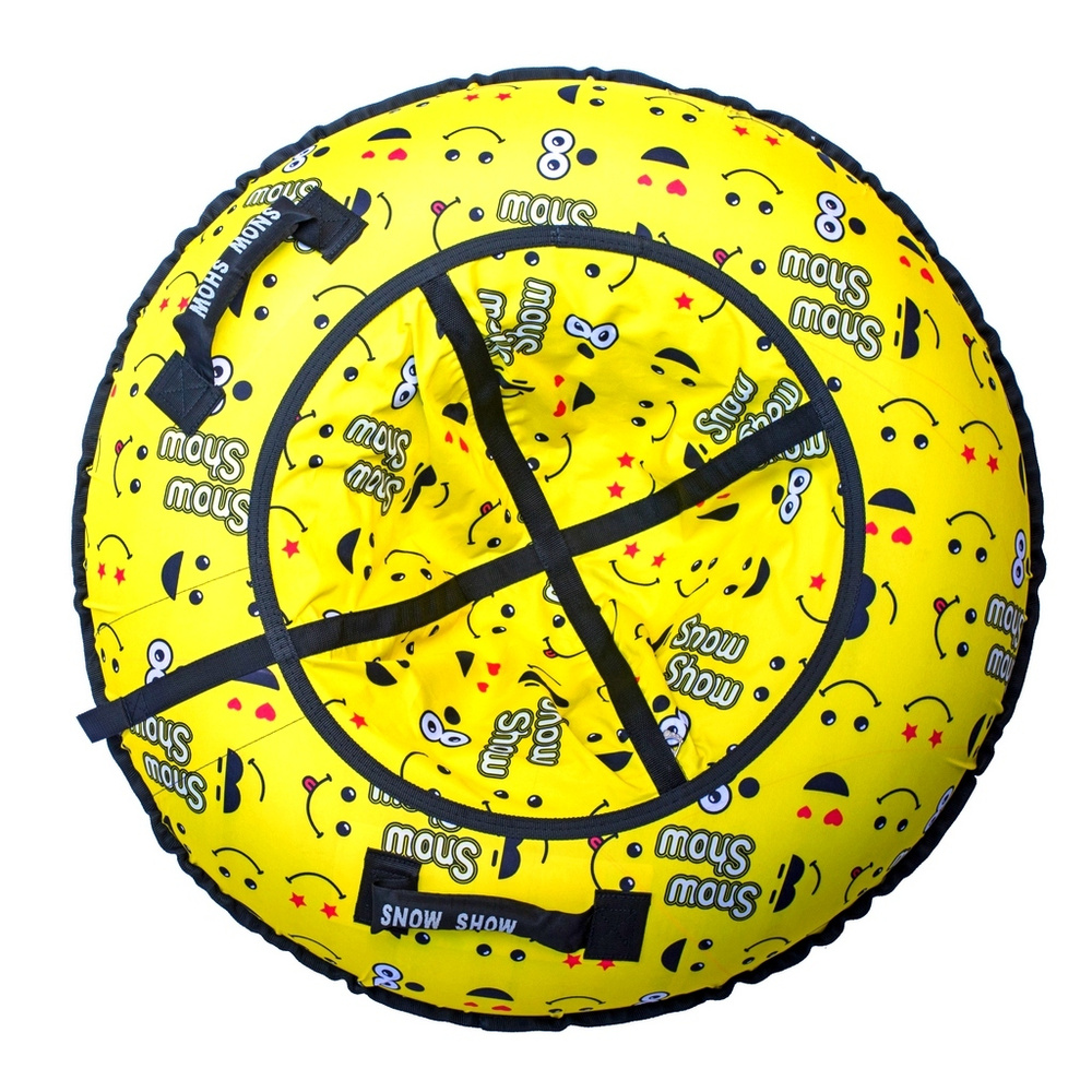 Санки надувные Тюбинг RT 7276 Смайлики жёлтые + автокамера, диаметр 118 см  #1