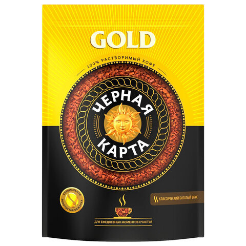 Кофе растворимый ЧЕРНАЯ КАРТА "Gold", сублимированный, 285 г, вакуумная упаковка  #1