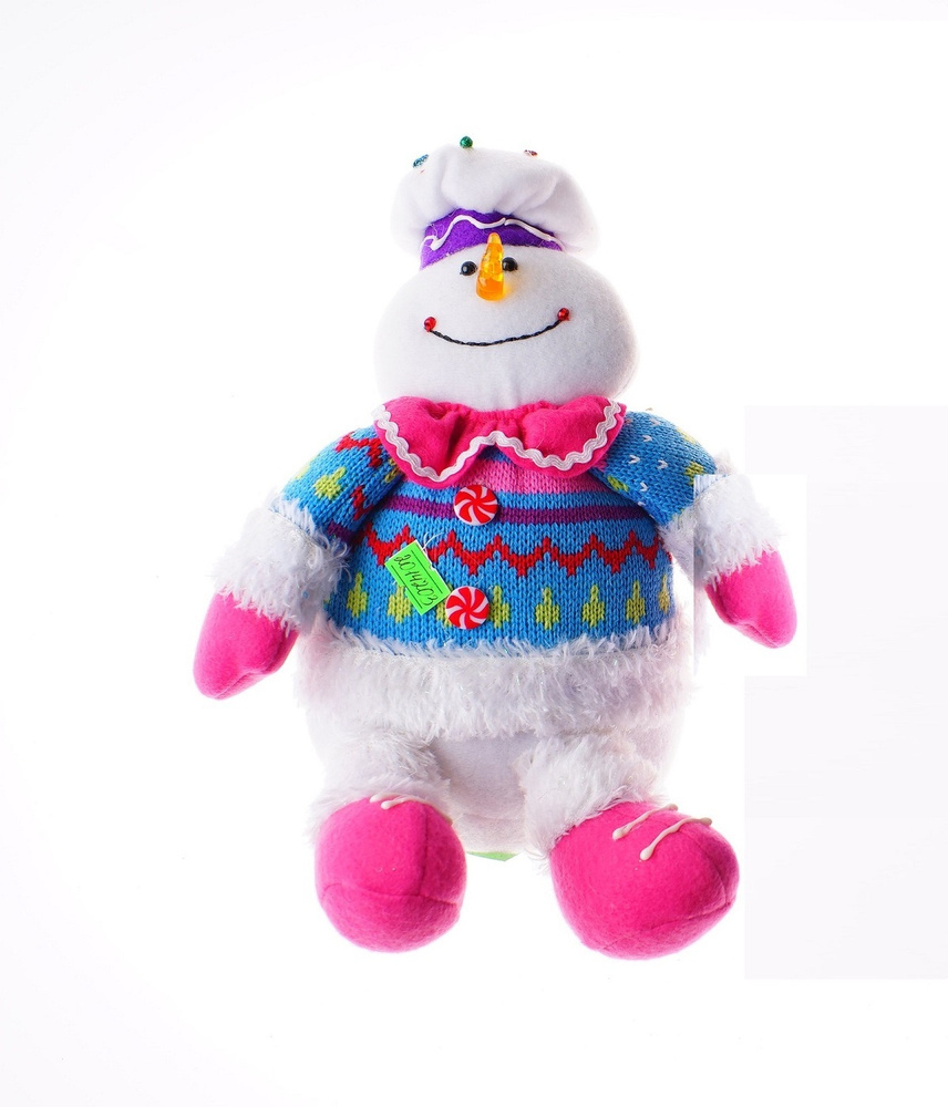 Рождественская декорация Снеговик розовый 20см #1