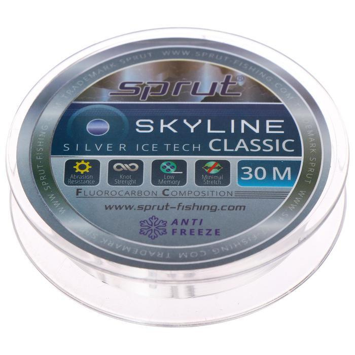 Леска зимняя Sprut SKYLINE CLASSIC Fluorocarbon Composition IceTech 0,165 мм, 4,75 кг, цвет серебристый #1