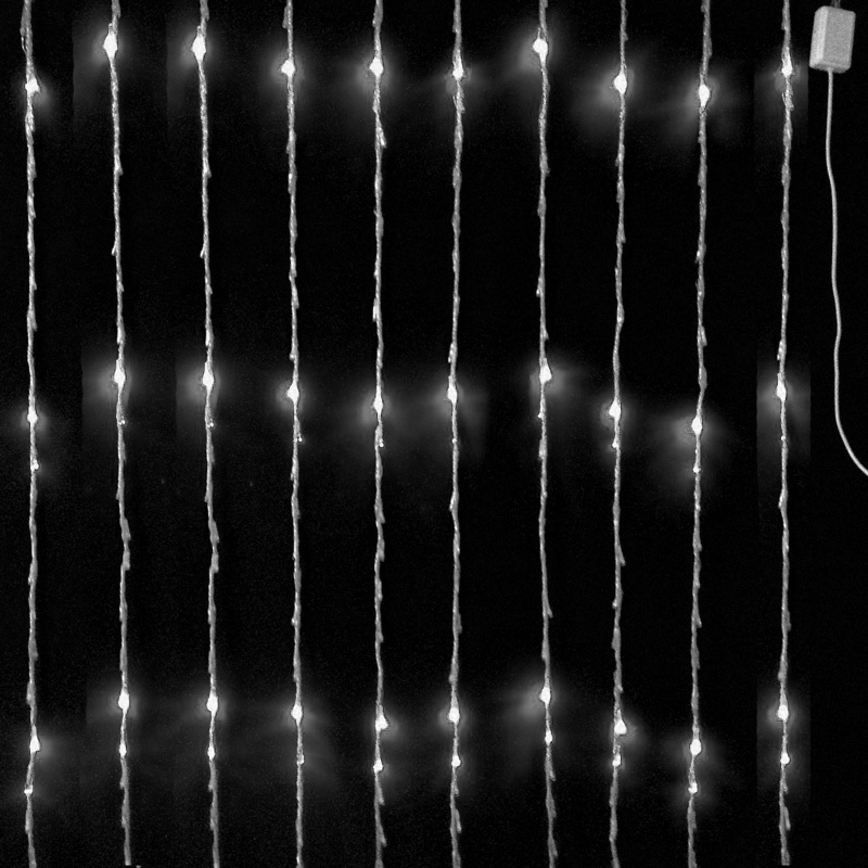 Гирлянда новогодняя водопад занавес светодиодный с коннектором (240 ламп, 2*2 метра, прозрачный провод, #1