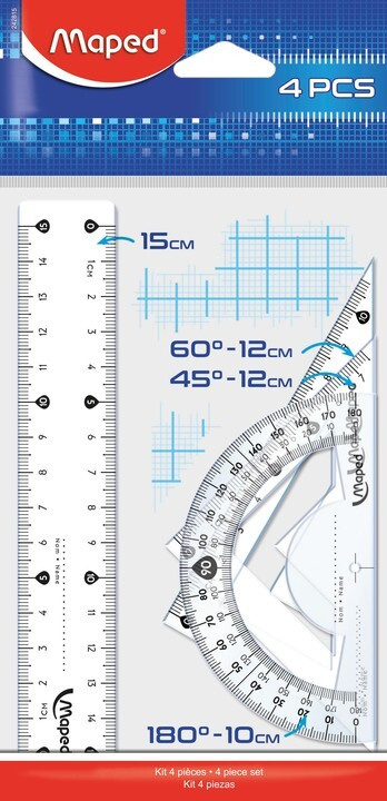 Набор чертежный MAPED START мини: линейка 15см, угольники 15см, транспортир 10см  #1