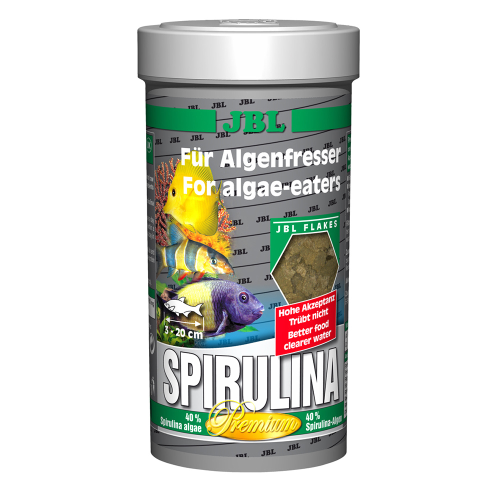 JBL Spirulina - Корм премиум для растительноядных аквариумных рыб, хлопья, 250 мл (40 г)  #1